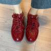 Версия из овчины~ ретро темперамент кожаные женские кеды на мягкой подошве на шнуровке красные на шнуровке повседневные спортивные туфли