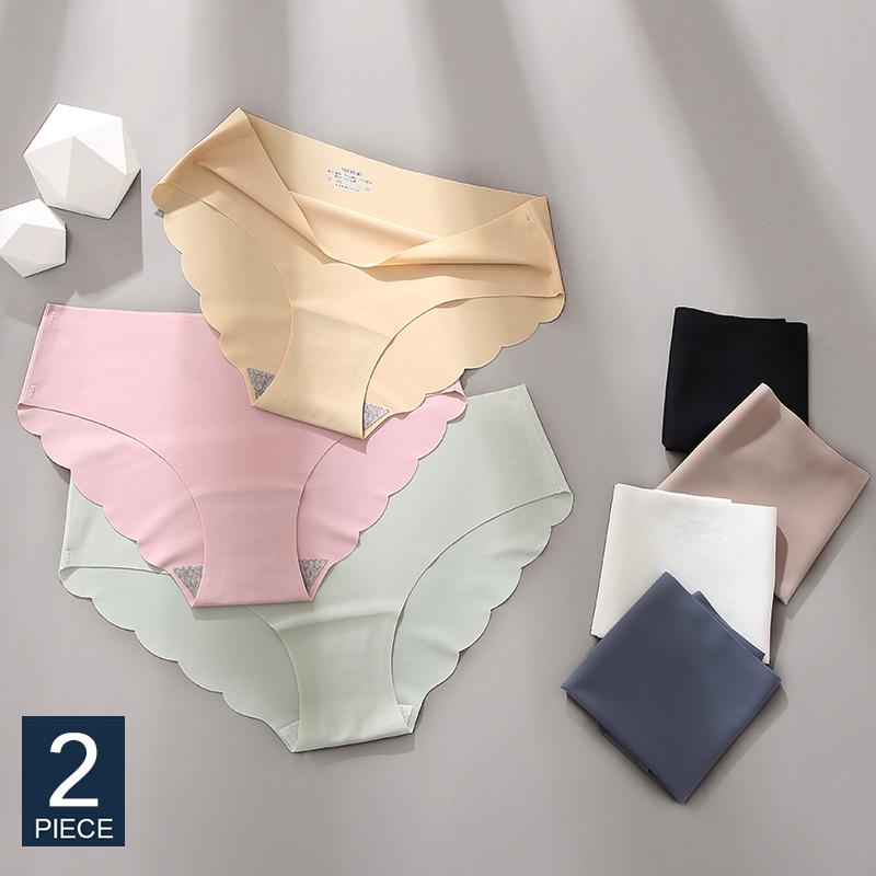 2Pcs/Set Seamless Silk Women's Panties Briefs Women Underwear Female Underpants Comfortable Silk Panty Sexy Woman Lingerie M-XL