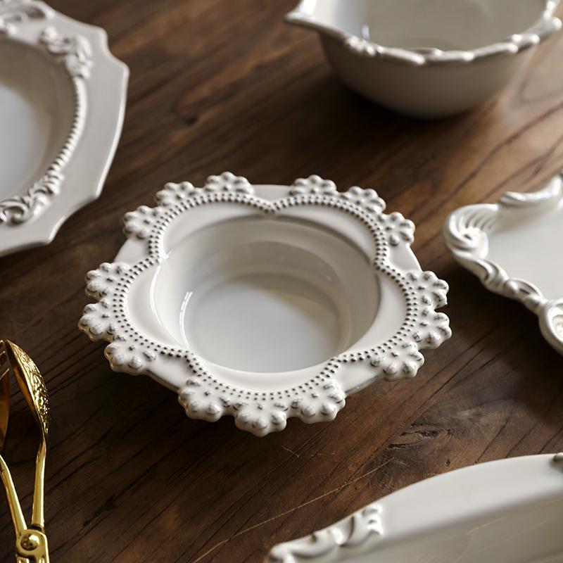 Креативная керамическая тарелка в корейском стиле, рельефная фарфоровая посуда для ужина, тарелки для торта, десерта, закусок, фруктов, кухонные принадлежности