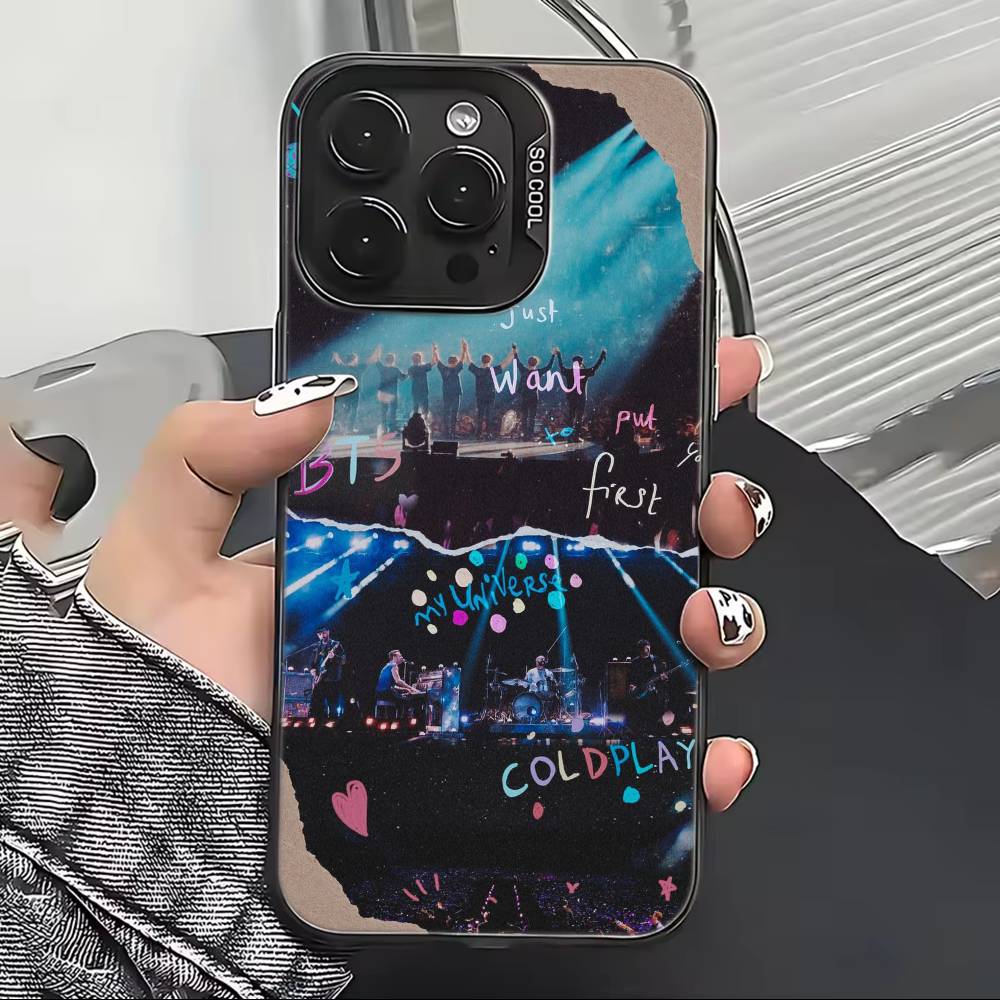 Band C-Coldplay cool Phone Case For iPhone 17,16,15,14,13,12,11 Plus,Pro Max,XS,Colored Silver Plated Inside Cover