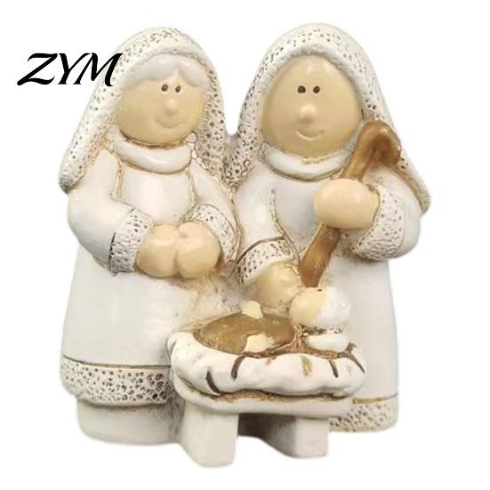 Miniature Holy Family Manger Mini Resin Nativity Figurine for Christmas Desktop Decor, Decorative Religious Figures Scene Ornaments, Compact Figurines