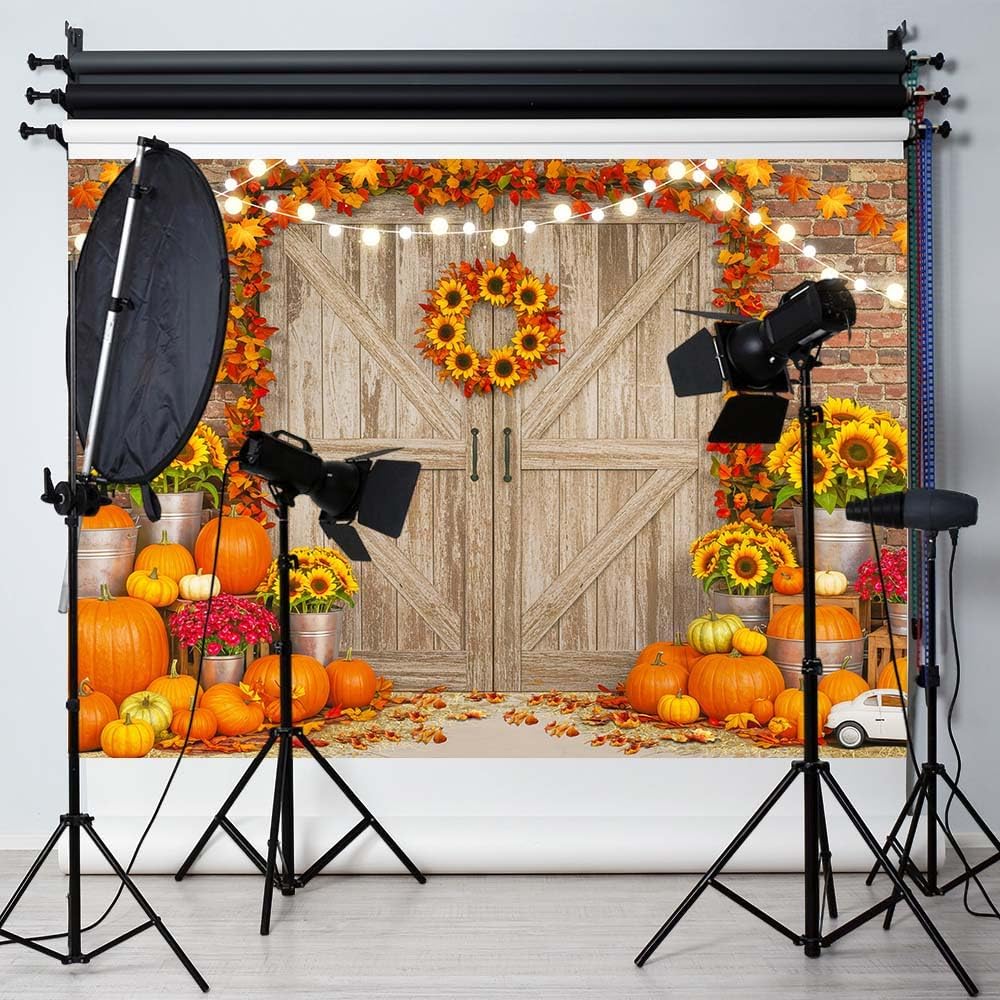 Fall Backdrop Autumn Pumpkin Thanksgiving Halloween Backdrop 8x6Ft