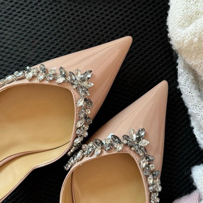Туфли на высоком каблуке женские 2024 весна и осень новые заостренные стразы цветок королевская сестра сексуальный темперамент не уставшие ноги банкетные туфли