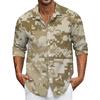 Men's Summer New Loose Print Long Sleeve Shirt Cardigan Beach Shirt