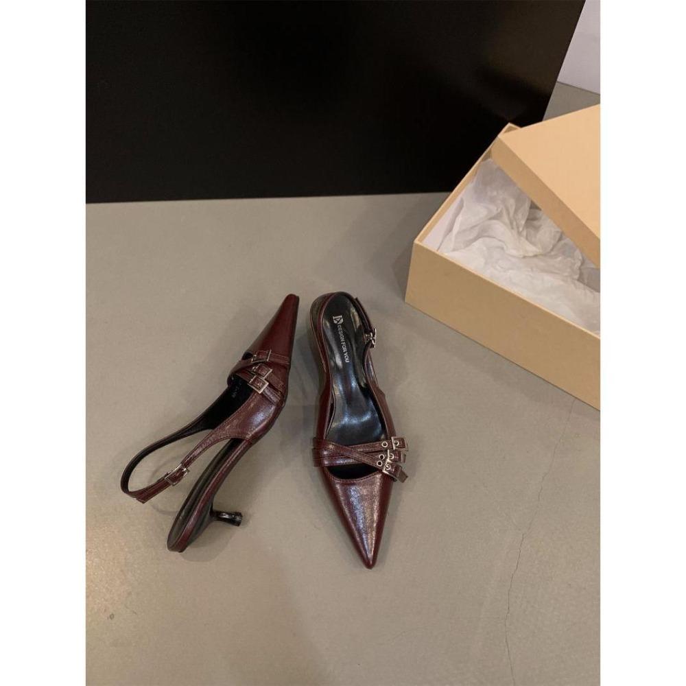 Туфли-лодочки с острым носком на мелком каблуке, женская обувь на каблуке, женские модные туфли с босоножками, новые туфли на среднем каблуке для женщин, обувь-мюли