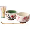 Ale-net Matcha Bowl W9.8 X D9.8 X H6.4cm, Plum & Cherry Blossom Mini Matcha Set, Mino Ware Porcelain, Made In Japan