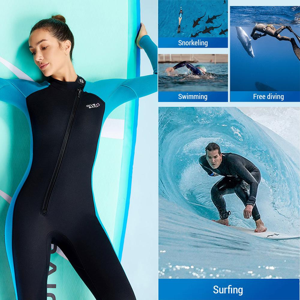 Женские гидрокостюмы из неопрена 3 мм для взрослых, цельный костюм для дайвинга с длинными рукавами и всего тела