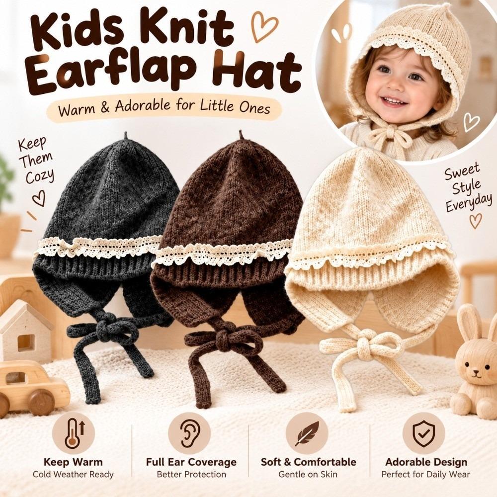 Lace Trim Earflap Bonnet Earflap Lace Trim Hat Durable Baby Beanie Cap Outdoor Wear