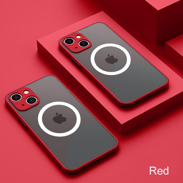 Матовый защитный чехол для Magsafe, магнитный чехол для беспроводной зарядки для Iphone 14 13 12 Pro Plus Max Mini, прозрачный жесткий чехол для ПК Defender Funda