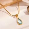French Light Luxury Clear Green Water Drop Blue Ocean Necklace Vintage Mermaid Tears Collarbone Chain Pendant Necklace Wholesale