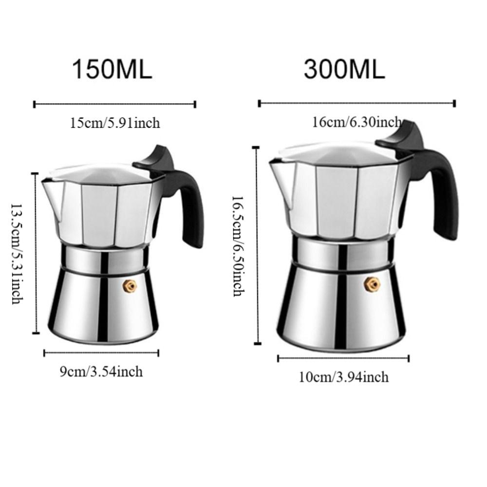 Shock-resistant Italian Mocha Kettle 150/300 ML Espresso Maker Pot Induction Cooker