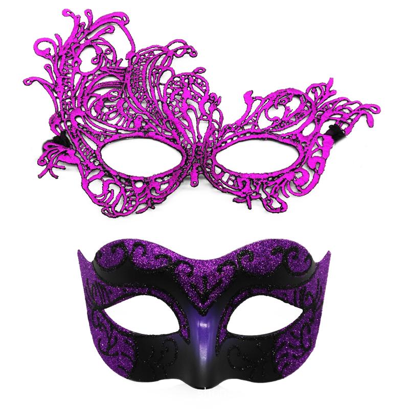 2Pcs Elegant Black Lace Masquerade Mask Set For Couples Perfect For Venetian Party Mardi Gras And Halloween Celebrations
