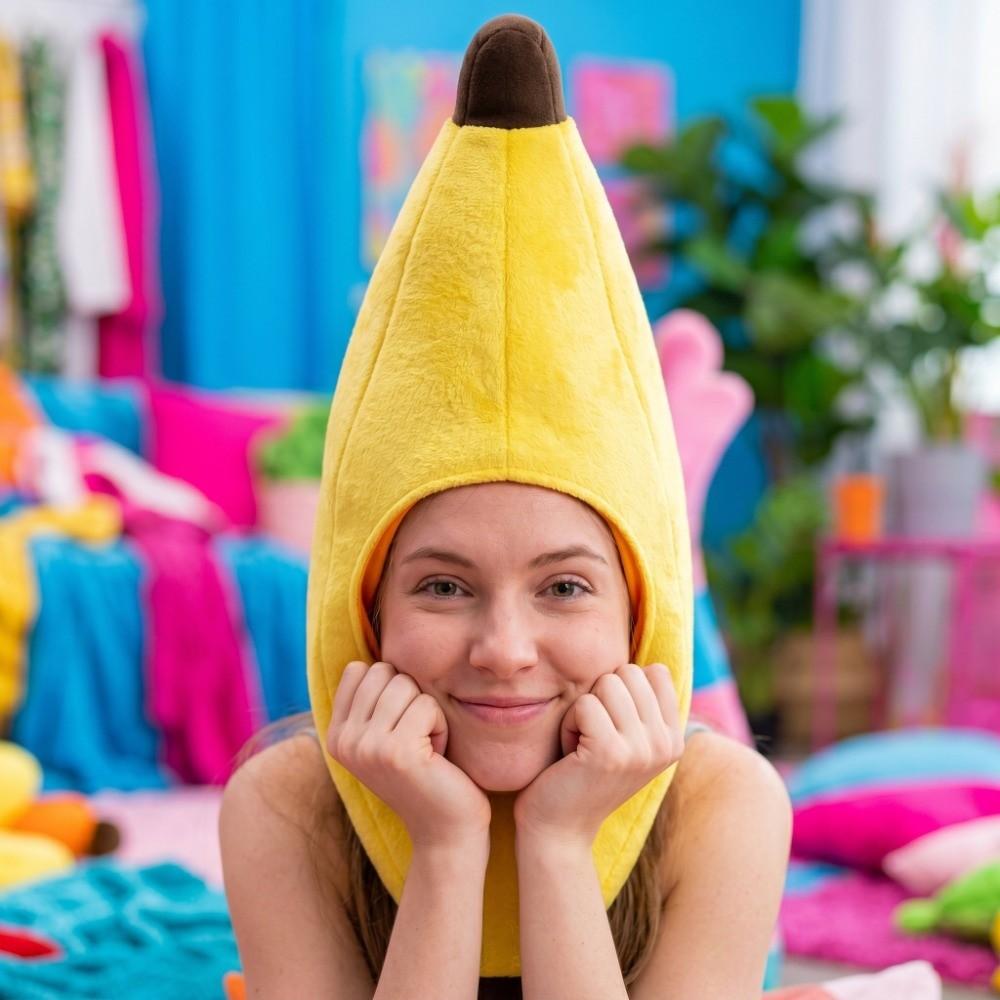 Cute Yellow Banana Cap Creative Halloween Headgear Plush Fruits Hat Festival Event
