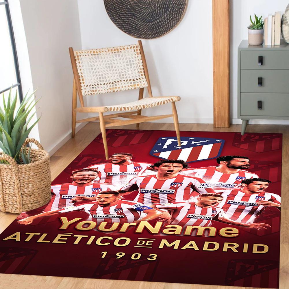 Atletico Madrid Customizable Name Floor Mat Perfect for Foyer Hallway Balcony Dining Room Anti-slip Rug Decorate Offices