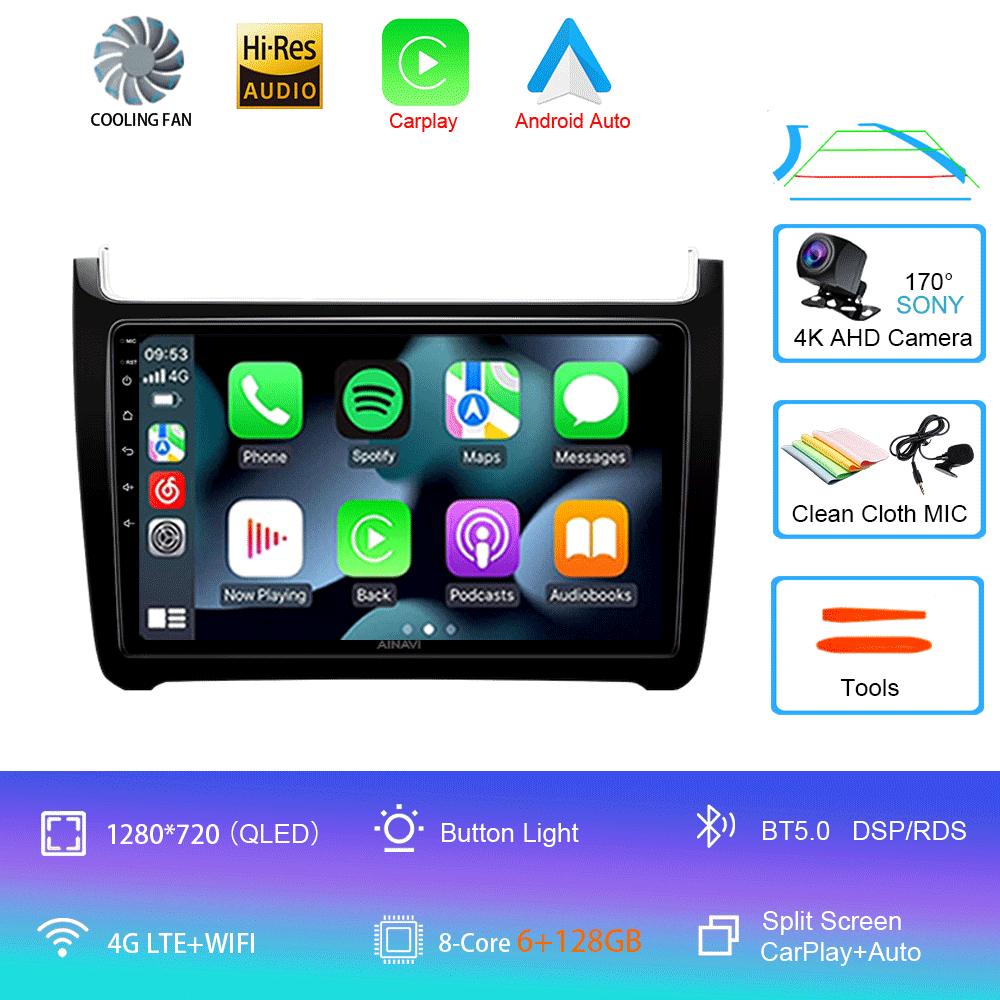 Автомобильное радио Android 14 Carplay 4G+Wifi для Volkswagen VW polo 5 sedan 2008-2020 Мультимедийный плеер Стерео GPS 2 Din DVD Головное устройство