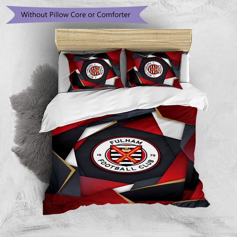 Fulham Football Printed 3 Pieces Bedding Set, Comfortable Skin Friendly Bedroom Duvet Cover Set