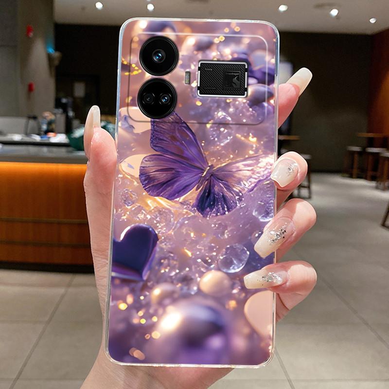 For Realme GT5 GT 5 240w Case Luxury Fashion Butterfly Flowers Clear Soft Silicone TPU Transparent Phone Case Back Cover Capas