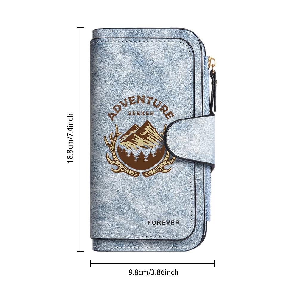 Vintage Adventure Pattern Long Wallet PU Leather Multi Card Slot Large Capacity Portable Fashion Purse for Daily Use