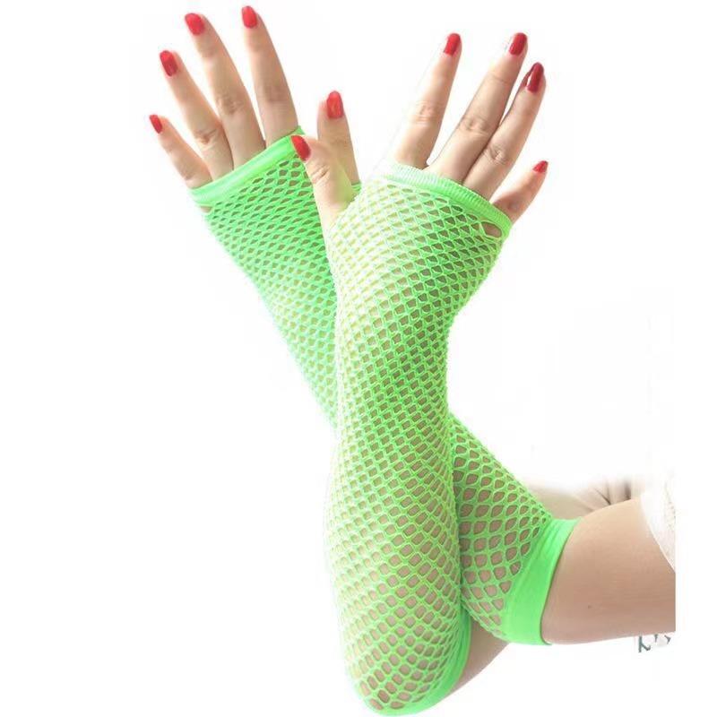 Women Fashion Neon Fishnet Fingerless Long Gloves Leg Arm Cuff Party Wear Fancy Dress for Womens Sexy Beautiful Arm Warmer