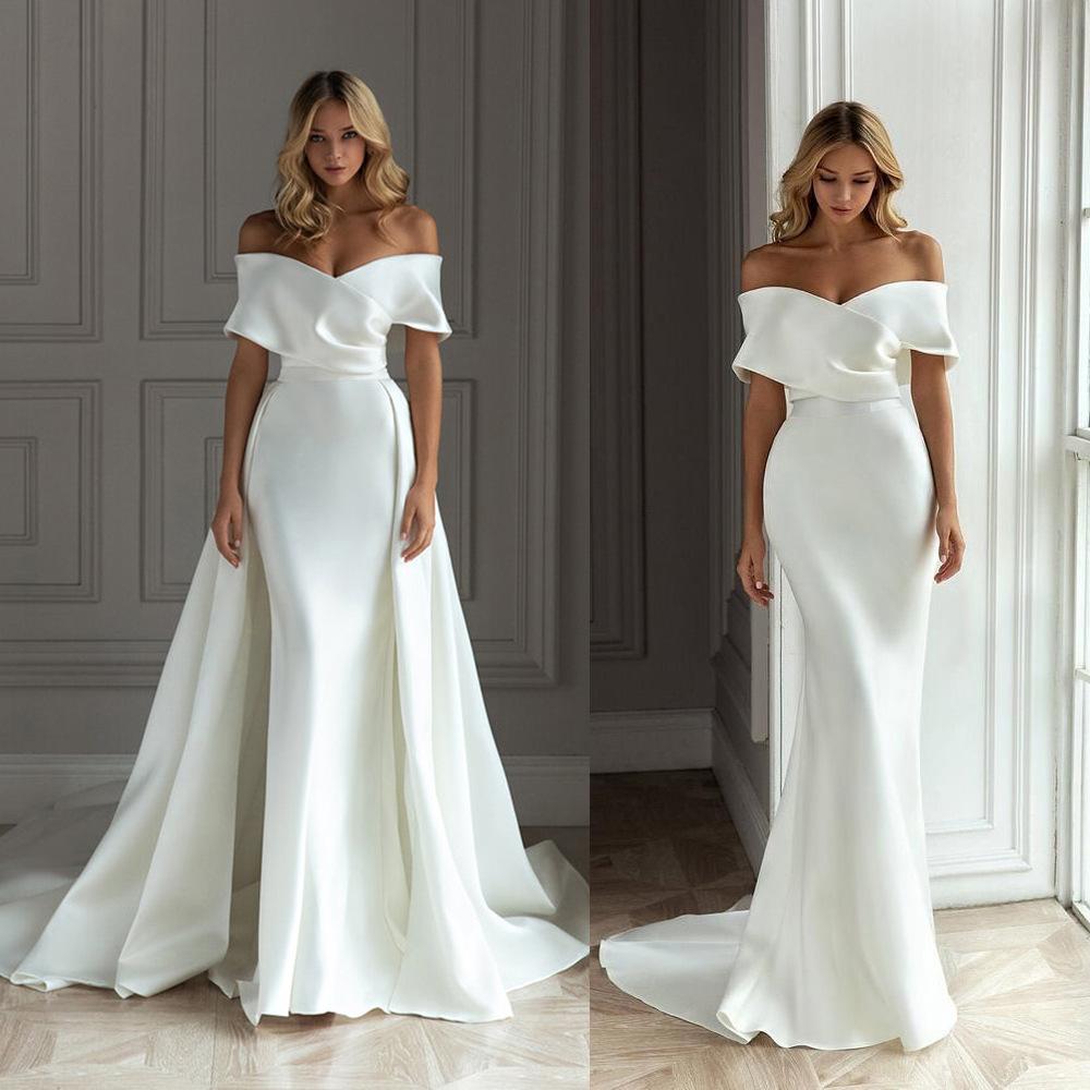 Light Wedding Dress 2025 New One-shoulder Slim Temperament Slim Sexy White Trailing Evening Dress for Women