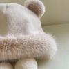 Velvet Lining Winter Hat Cute Bear Ears Bucket Hat Cold-proof Windproof Hat  Women