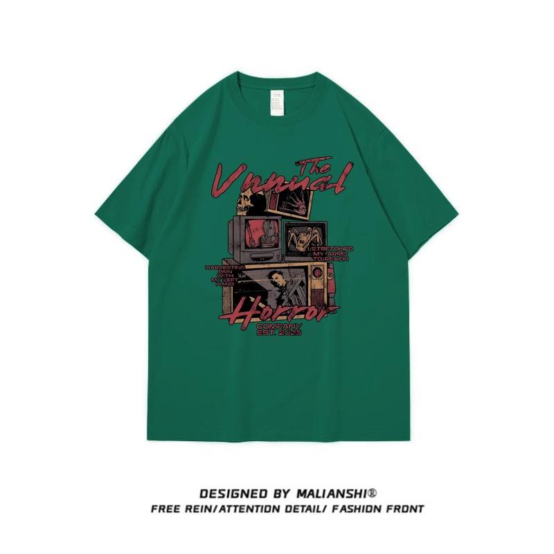 Женская футболка свободного кроя 2025 года из хлопка в стиле хип-хоп с рисунком из мультфильмов