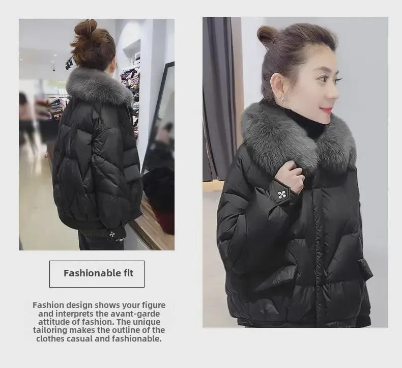 Plus Size Women's Fashionable Fur Collar Winter Coat