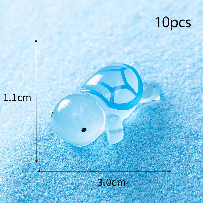 10Pcs Mini Turtles Luminous Ornament Figures Tiny Turtles Micro Fairy Garden Landscape Fish Tank Landscaping Accessories