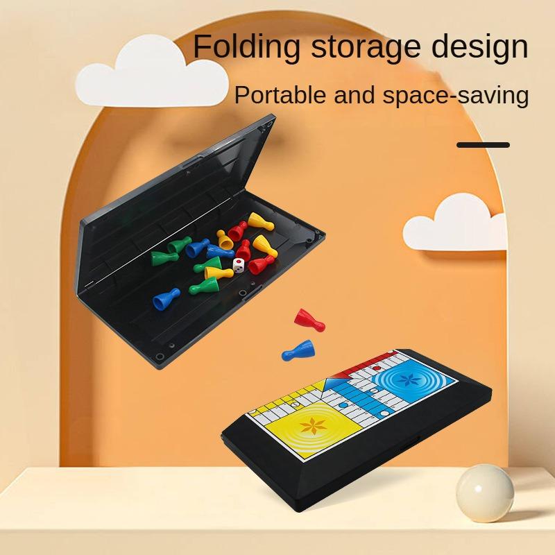 Ludo Board Game with Foldable Board Classic Toy Leisure Strategy Game Flying Chess for Family All Ages Party Games Table Toy