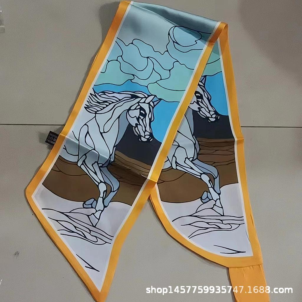 Silk Scarf Small Long Square Scarf Women'S High-End Neck Protection Scarf Professional Matching Shirt Scarf