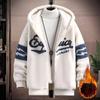 Утолщенная флисовая подкладка из овечьей шерсти для мужчин Повседневная зимняя свободная толстовка Молодежная модная мужская верхняя одежда