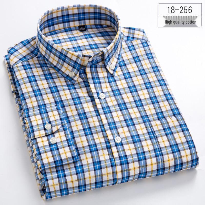 Мужская приталенная рубашка в полоску из чистого хлопка в клетку