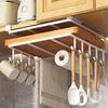 Kitchen Hanging Organizer Rack with Hooks Strong Load-bearing Paper Towel Rags Hanger Cutting Board Holder Storage Shelf