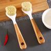 Long-Handle Natural Coconut Palm Pot Brush for Non-Stick Dishwashing.