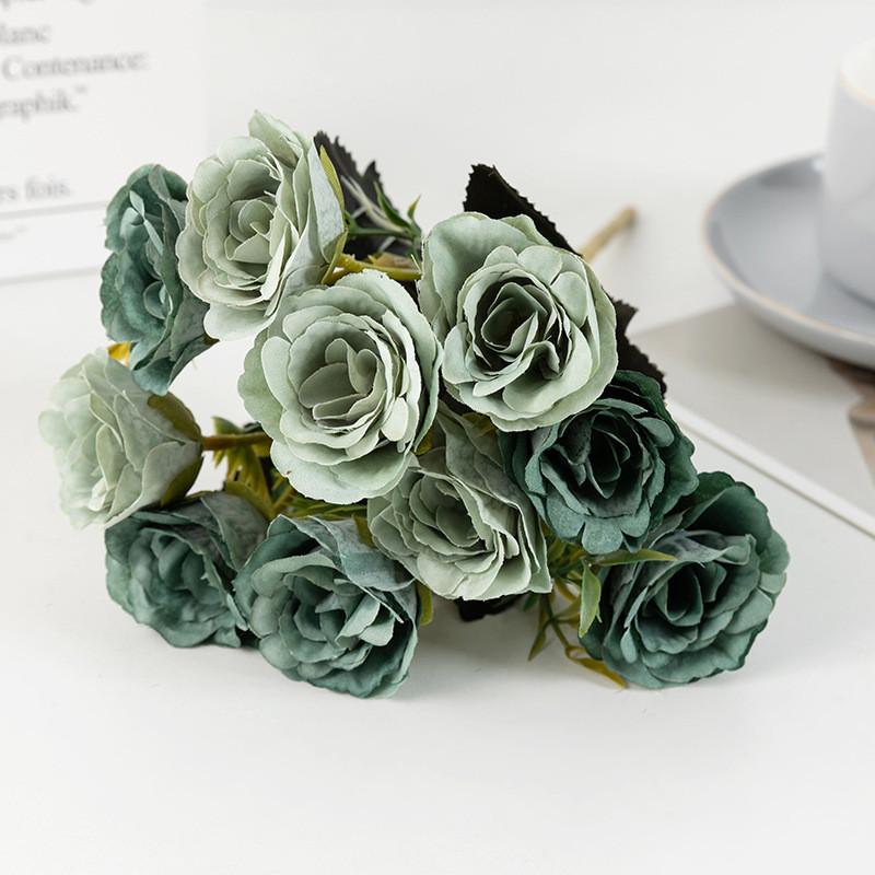 Romantic Rose Flower Bouquet Fake Silk Floral Decor For Wedding And Home