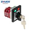 Двухпозиционный поворотный переключатель Zhuochao LW12-16/N22.2-72S2 со световым индикатором и замком
