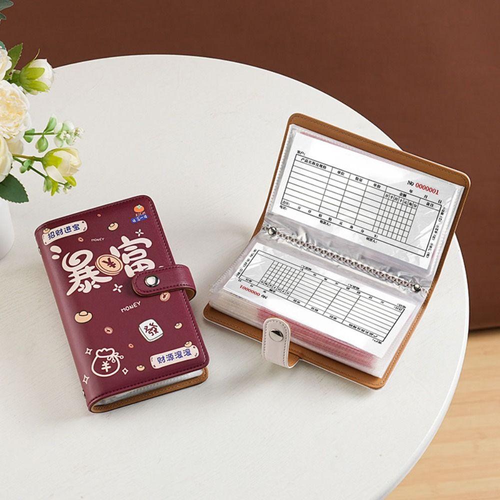 Portable Saving Money Binder PU Leather Account Book Cash Budget Binder New Year's Gift