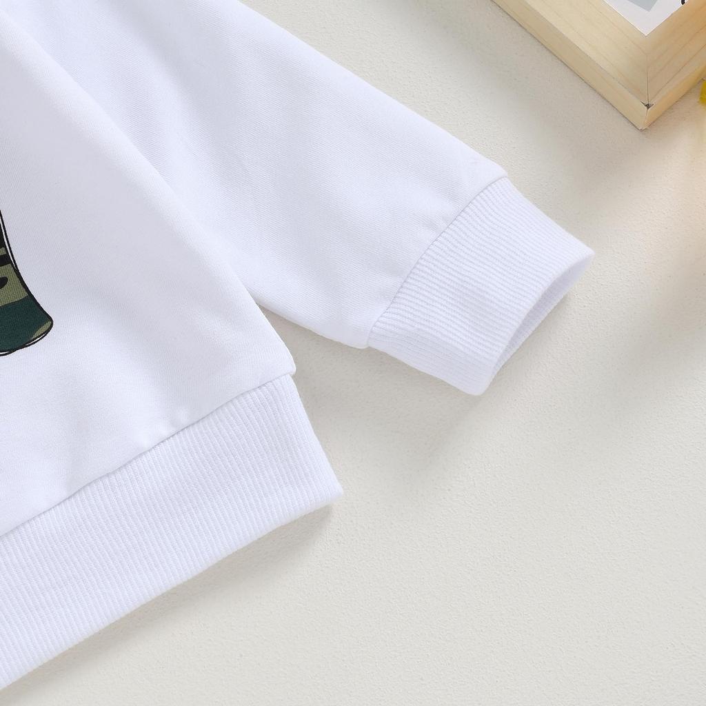 Комплект штанов для маленьких мальчиков, толстовка с длинными рукавами и круглым вырезом с буквенным принтом, 6 мес, 12 мес, 18 мес, 24 мес, 3 года, однотонные/камуфляжные спортивные штаны, одежда для младенцев