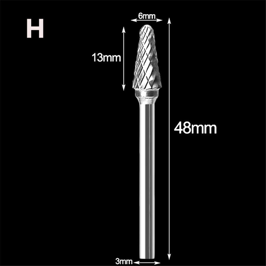 10 Pcs Tungsten Carbide Rotary Burr Drill Bits Tool Cutter Files Set 1/8'' Shank