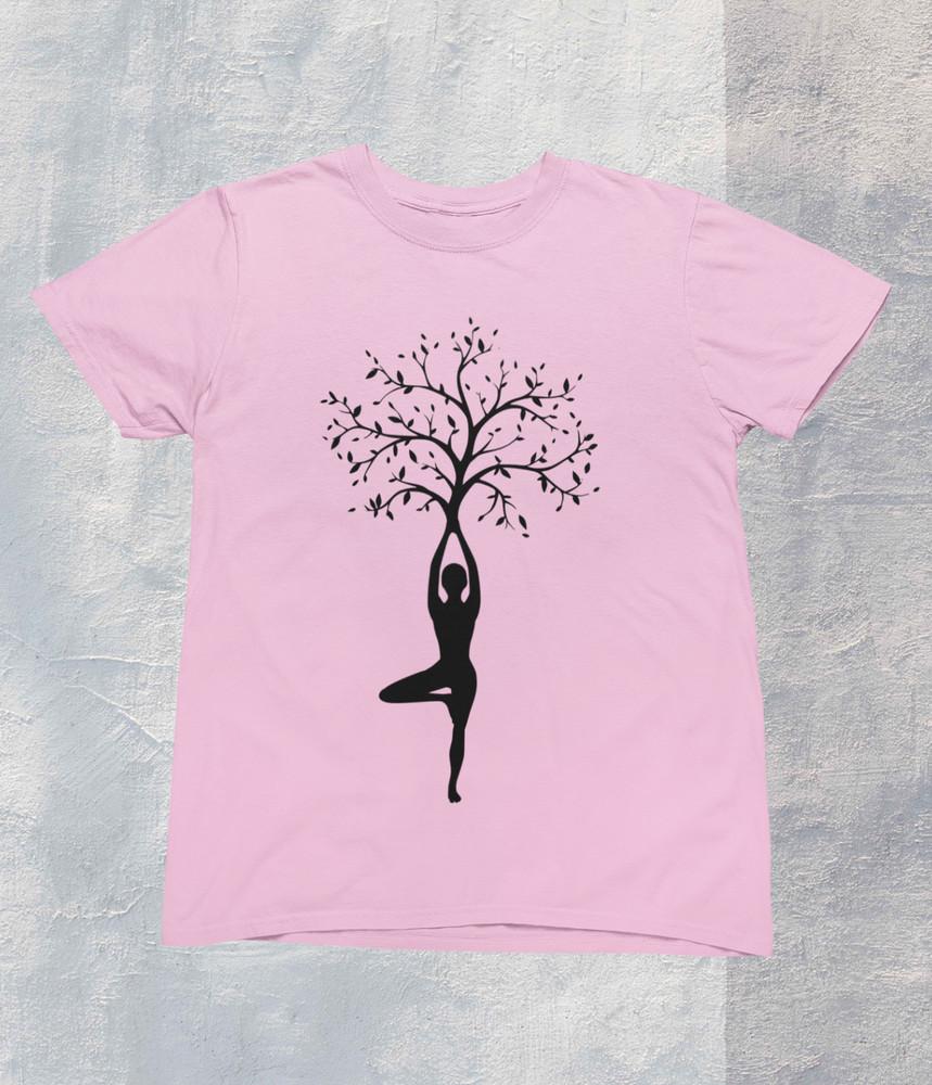 Woman Yoga Tree T shirt %100 Premium Cotton