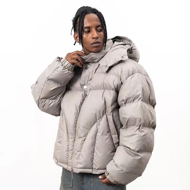 Mens Thick Cotton Hooded Jacket Winter Warm Casual Oversized Streetwear Coat Teens