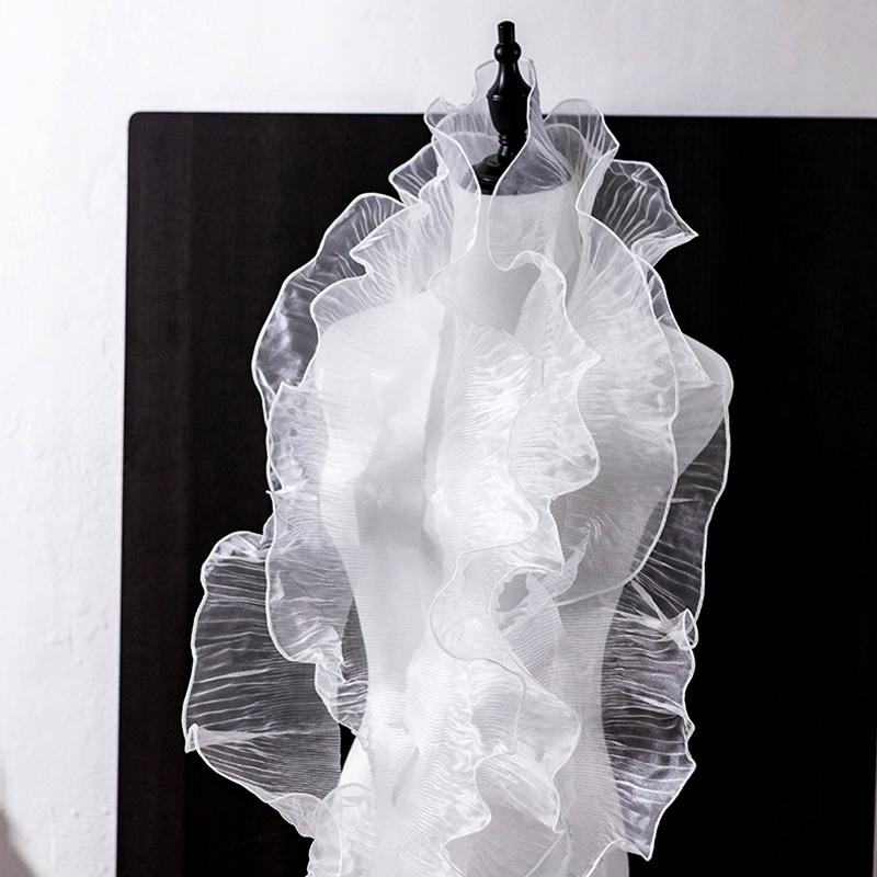 2 шт. кружевная отделка декоративная лента для вечеринки прозрачные переливающиеся аксессуары для платья модные большие волнистые швейные ткани плиссированные оборки