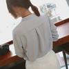 Women Korean Style V-neck Office Blouse 2025 Autumn Loose Tops Plus Size Summer Long Sleeve White Shirt Lady Solid Chiffon Blouse Female 9382