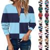Women Casual Long Sleeve Basic Quarter Zipper Color Blocking Pullover Sweatshirts Casual Top Fall Clothes