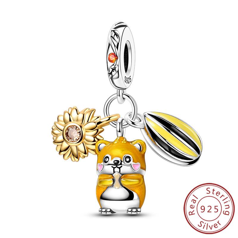 Оригинальные Шармы Бусины Медь Золотой Бант Леопард Кошка Собака Подсолнух Бусины Подходят для Подвески Браслет Женские Ювелирные Изделия Подарок