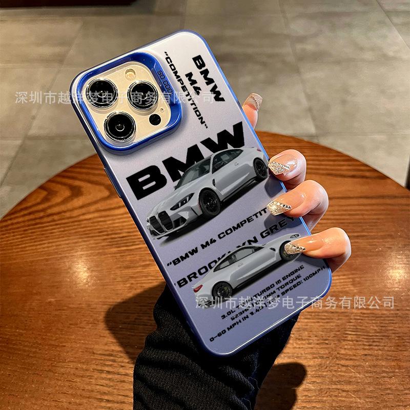 Автомобильный чехол BMW с логотипом, всесторонний, для телефона, для Ferrari Racing, для iPhone 11 12 13 14 15 16 17 Max Pro X XR XS Mini 7 8 Plus, наклейка cwjn00
