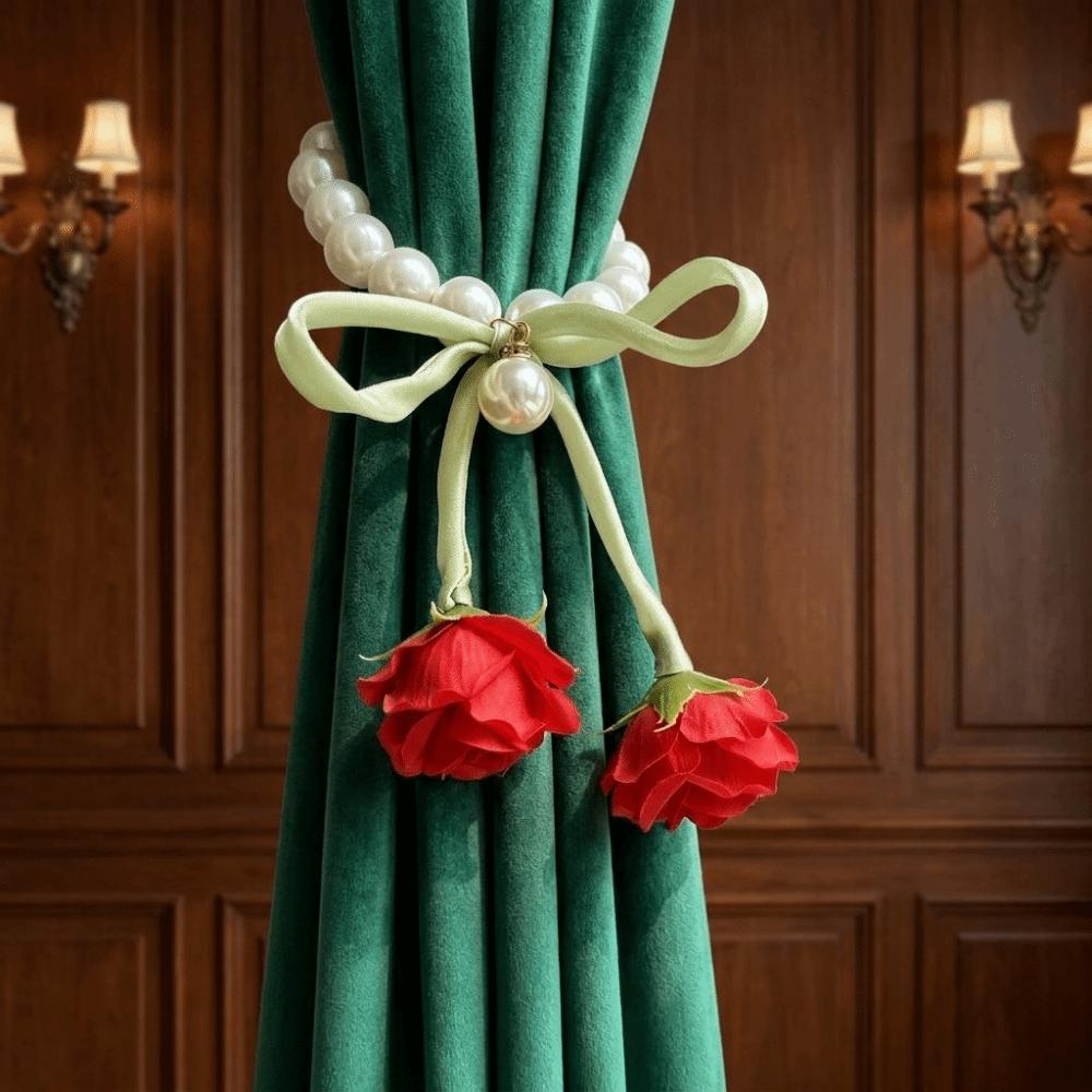 2PCS Decorative Rose Curtain Straps Portable Curtain Binding Curtain Buckle  Living Room