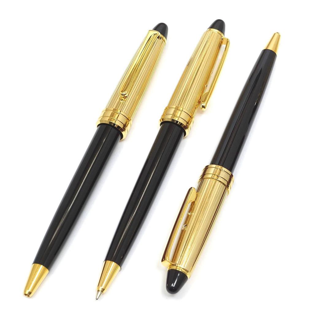 Тонкий пенал из воловьей кожи красно-коричневого цвета с отделкой из нео-золота, шариковая ручка в стиле ретро, черная D-800 ASCR-800B-B