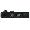 12 24V Green LED Dual USB Charger Voltmeter Cigar Lighter Power Outlet 4 Hole Panel Switch