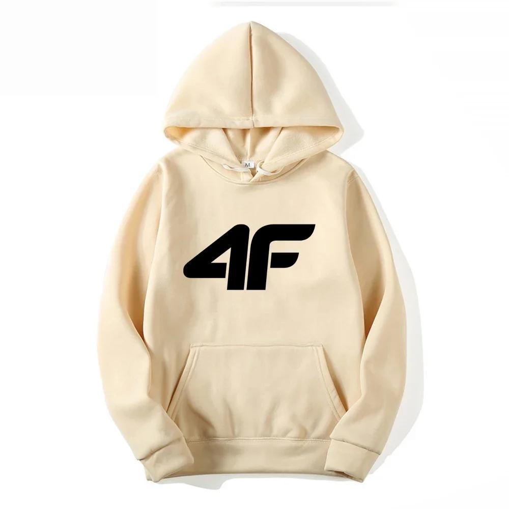 2025 Autumn/Winter New Men's and Women's 4F Printed Hoodie Street Fashion Sportswear Casual Fun Loose Top Warm Hoodie